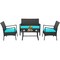 Costway 4PCS Patio Wicker Furniture Set Cushioned Chairs& Loveseat with Coffee Table Garden